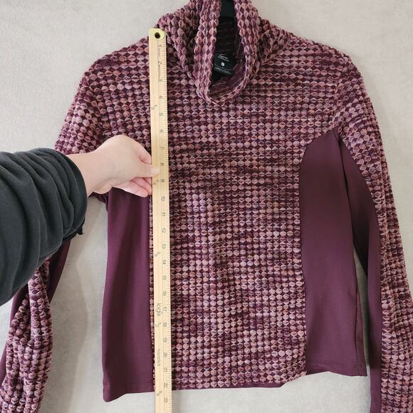 Nike Pro Top Women Large Maroon Hyperwarm Turtleneck Long Sleeve Shirt Workout - Picture 8 of 11